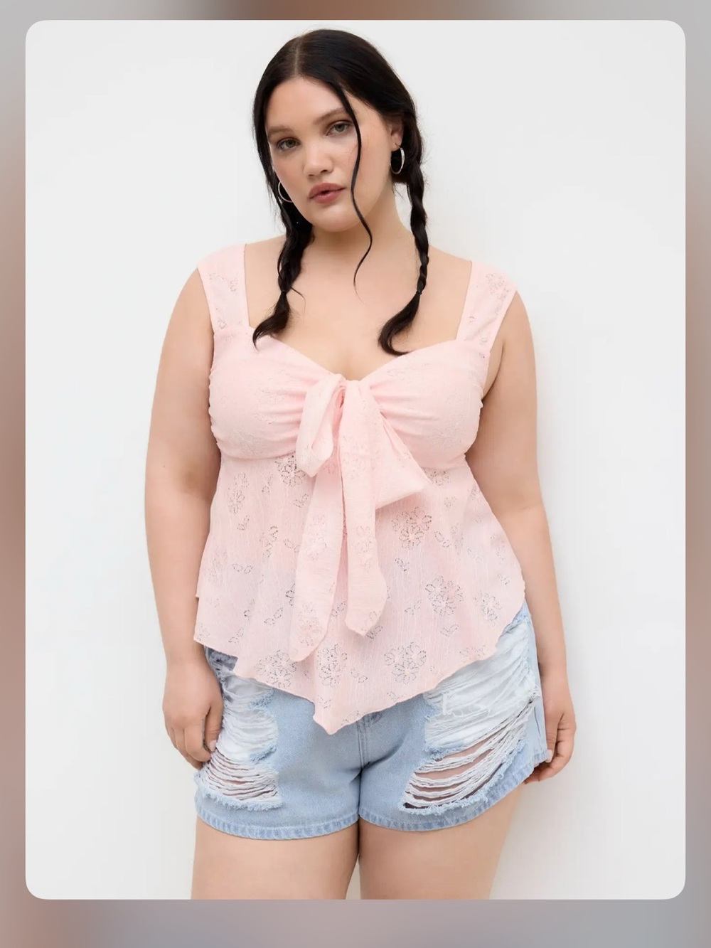Cider LACE SWEETHEART BOWKNOT TANK TOP CURVE & PLUS 1XL WC16-25